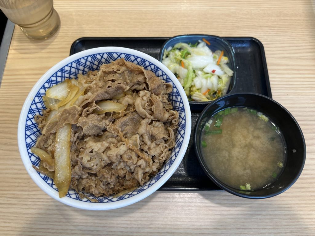 風呂上りの牛丼